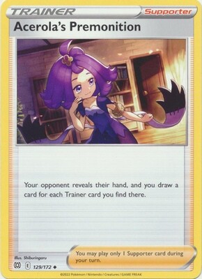 SH3 Acerola's Premonition - 129/172 - Uncommon Sword &amp; Shield: Brilliant Stars Singles