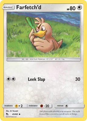 SH2 Carta Pokémon Portugués - Farfetch'd 45/68 Destinos Ocultos Ultra Raro Bajo Pop
