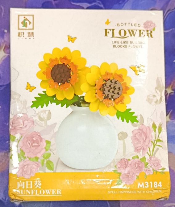 KM Mini Flores armables tipo lego. Girasol Incluyen en Jarron