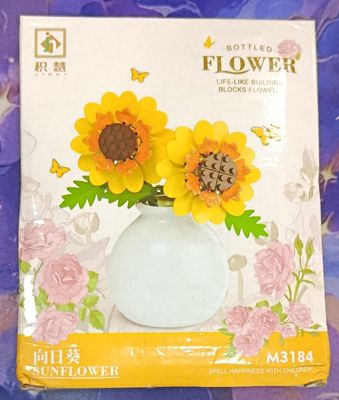KM Mini Flores armables tipo lego. Girasol Incluyen en Jarron