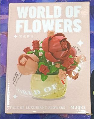 KM Flores con Canasta Mini bloques Rosas