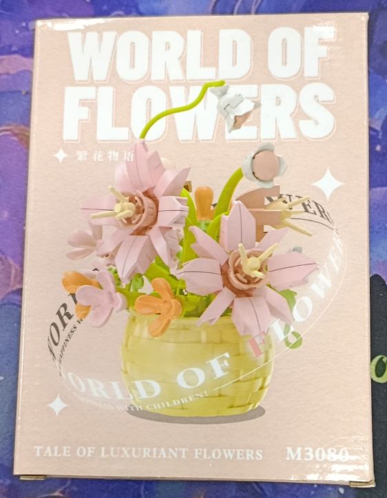 KM Flores con Canasta Mini bloques Rosado