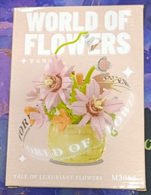 KM Flores con Canasta Mini bloques Rosado