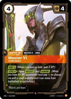 SJF Master Yi - Tempered - Unleashed (UNL) Foil