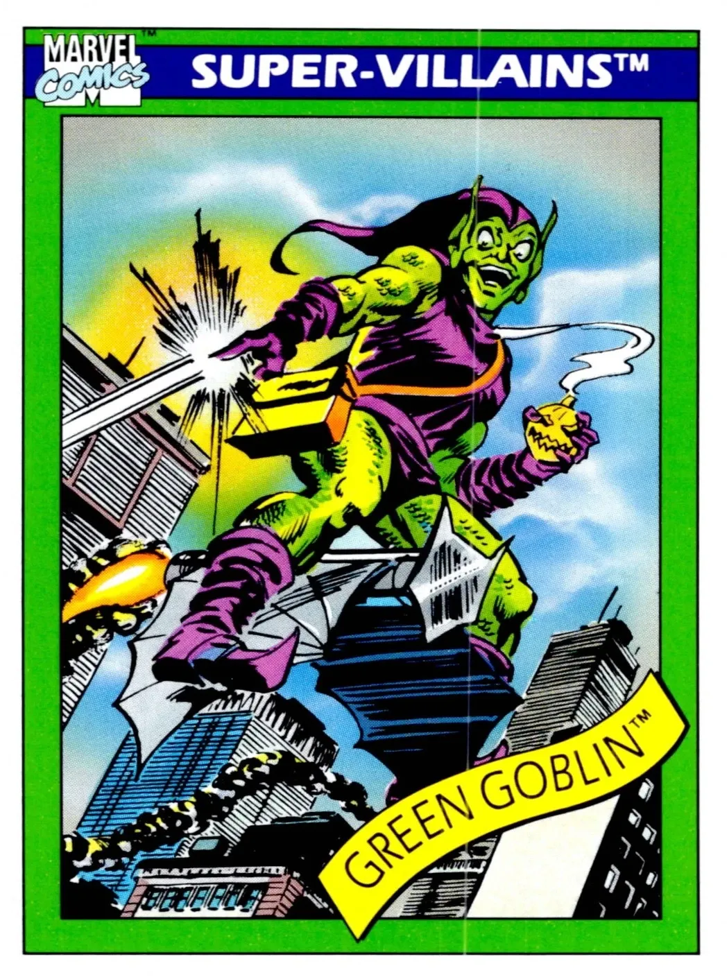 SJF Green Goblin Super-Villains #74 Trading Card 1990 Marvel Universe Series 1