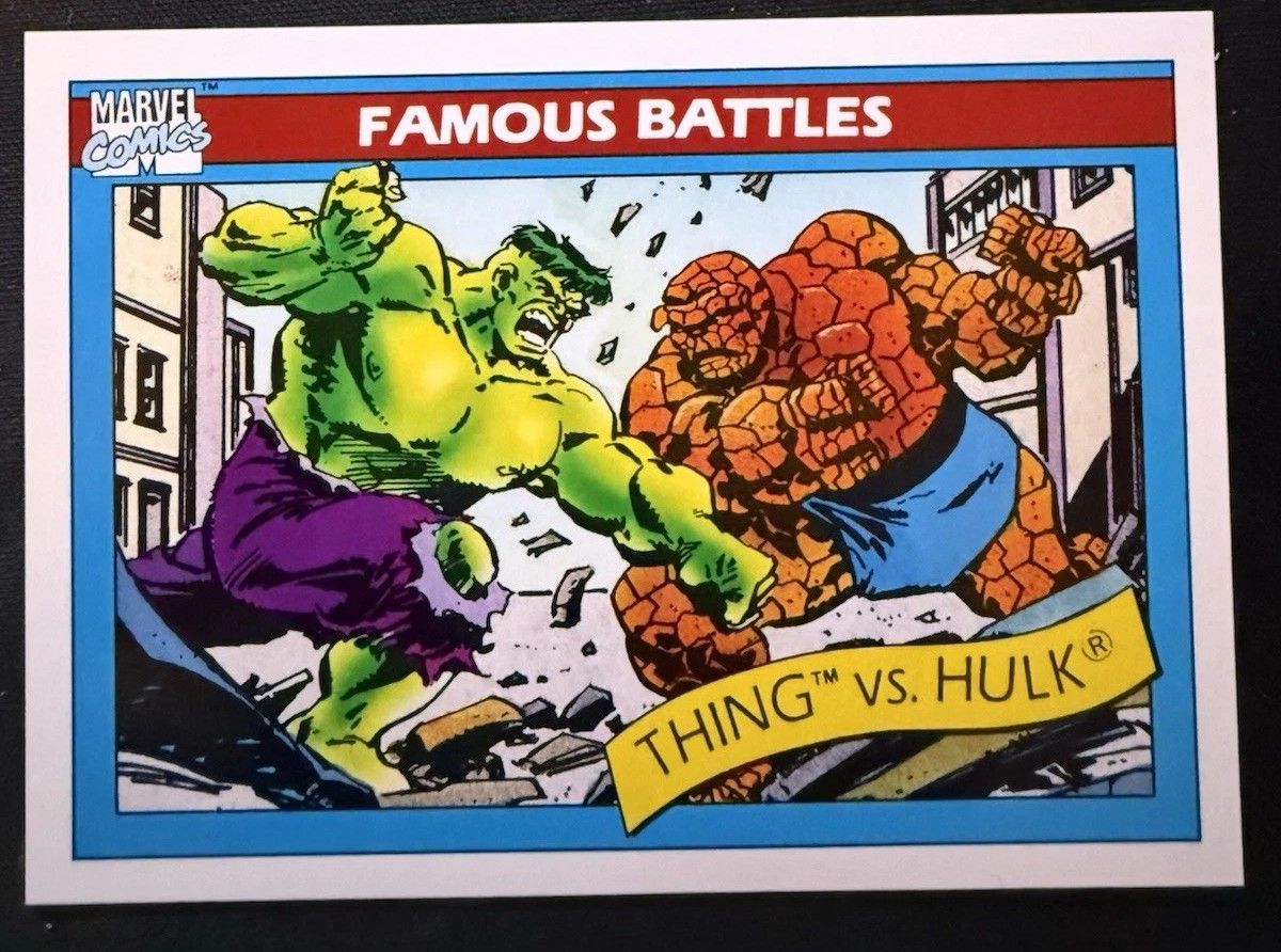 SJF   The Thing vs The Hulk Famous Battles1990 Impel Marvel Universe Series 1 #88