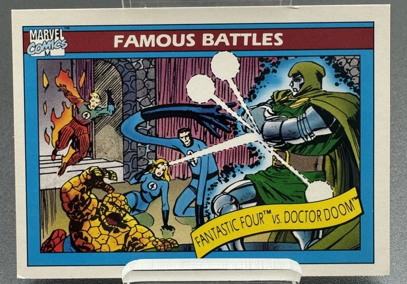SJF Fantastic Four vs Doctor Doom Trading Card #90 F4 1990 Marvel Famous Battles