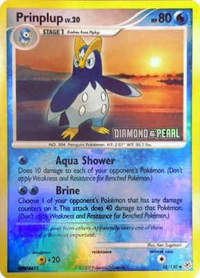 SJF Prinplup - 58/130 [Diamond &amp; Pearl] - Burger King Promos (BKP) Foil Espanol