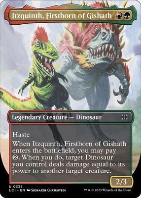 SJF Itzquinth, Firstborn of Gishath 0331 - Borderless Foil The Lost Caverns of Ixalan Collector Booster Foil Singles
