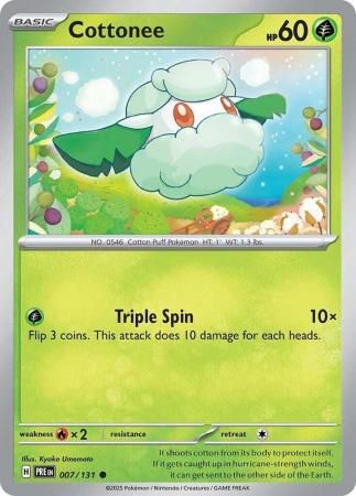 SJF Cottonee - 007/131 - Common Scarlet &amp; Violet: Prismatic Evolutions Singles