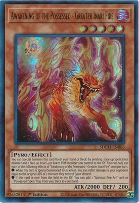 SJF Awakening of the Possessed - Greater Inari Fire - SDCH-EN006 - Ultra Rare 1st Edition Spirit Charmers [SDCH] 1st Edition Singles