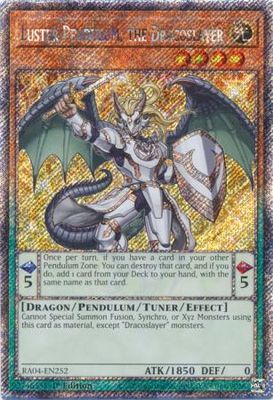 SJF Luster Pendulum, the Dracoslayer - RA04-EN252 - Platinum Secret Rare 1st Edition Quarter Century Stampede 1st Edition Singles