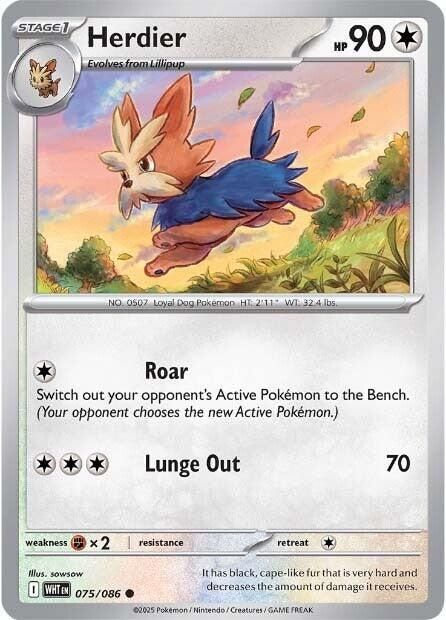 Herdier - SV: White Flare (WHT) Foil Poke Ball Pattern