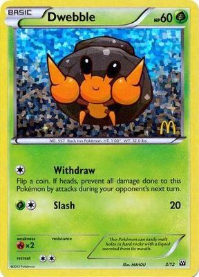 Dwebble - 3/12 - McDonald's Holo Promo Pokemon McDonald's (Español) Usado