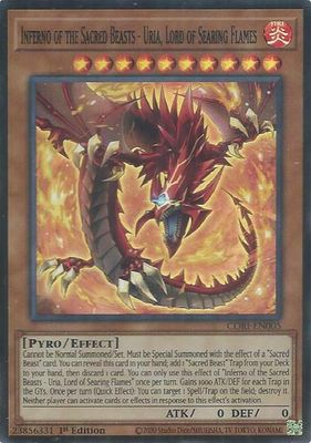 SJF Inferno of the Sacred Beasts - Uria, Lord of Searing Flames - Chaos Origins (CORI) Super Rare