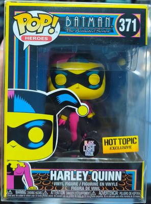 SJ2 Harley Quinn Figura Funko Pop 371 Batman The Animated Series Hot Topic Black Light Glow Con Protector