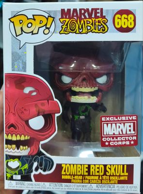 SJ2 Zombie Red Skull Figura Funko Pop 668 Marvel Zombies Collector Corps