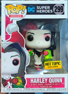 SJ2 Harley Quinn Figura Funko Pop 299 Hot Topic Navidad con Protector