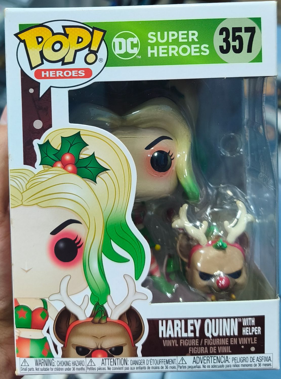 SJ2 Harley Quinn Figura Funko Pop 357 Navidad Con Protector