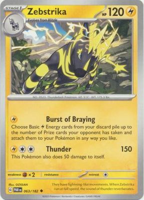 Zebstrika - 063/182 - Uncommon Scarlet &amp; Violet: Paradox Rift Singles *Espanol*