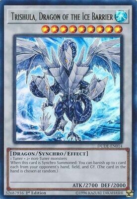 SJ Trishula, Dragon of the Ice Barrier - DUDE-EN014 - Ultra Rare 1st Edition Duel Devastator 1st Edition Singles