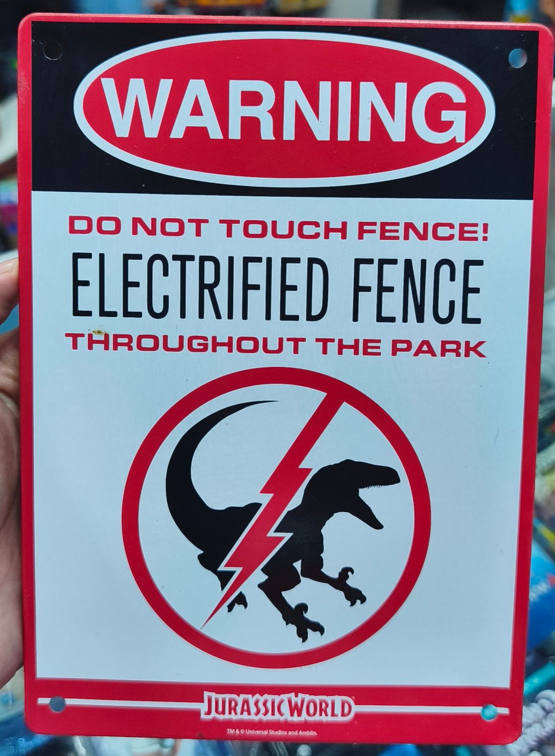 SJ2 Lata Decorativa Jurassic World Warning Rotulo