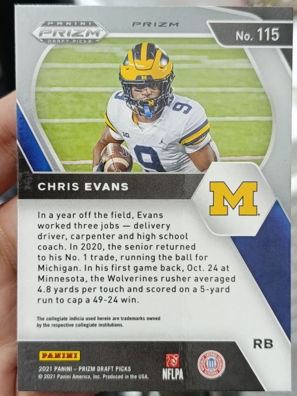 Chris Evans 115  PRIZM Panini NFLP 2021