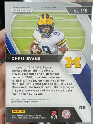 Chris Evans 115  PRIZM Panini NFLP 2021