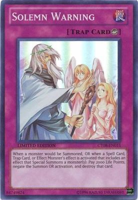 Solemn Warning - CT08-EN015 - Super Rare Yu-Gi-Oh! Promo Cards