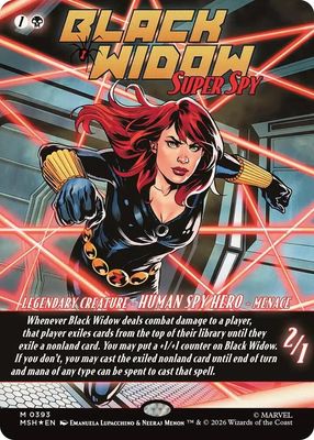 SJF Black Widow, Super Spy (Borderless) (0393) - Marvel Super Heroes (MSH) Foil