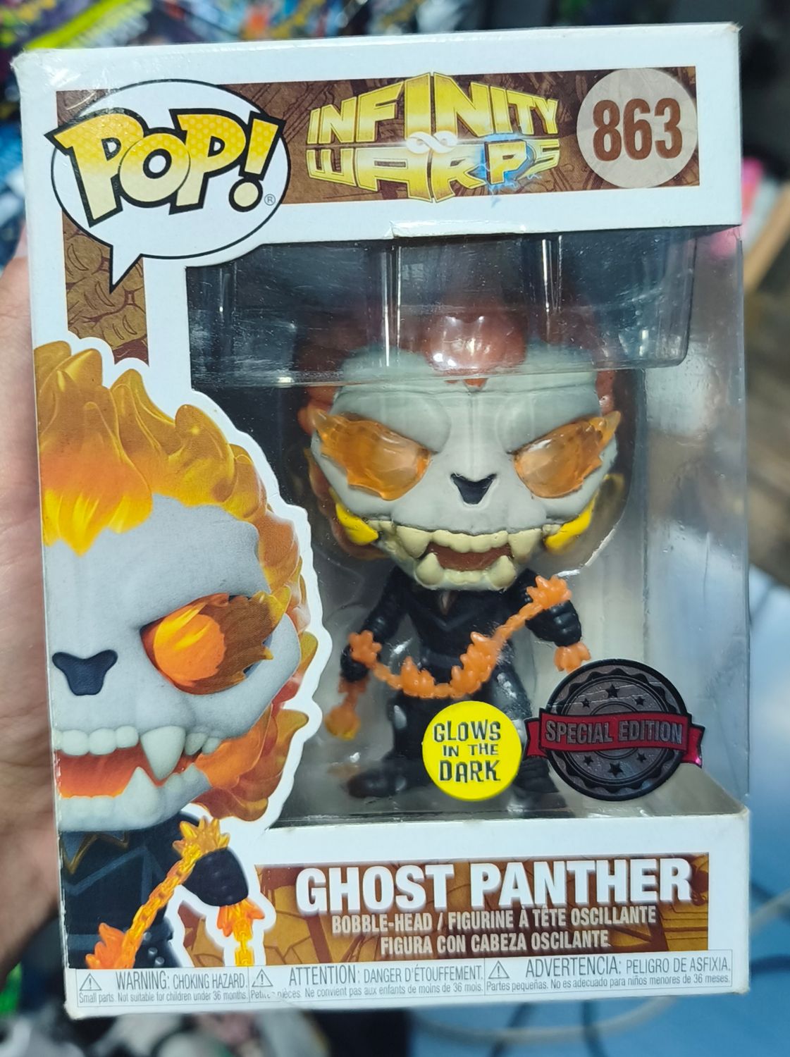 SJ1 Ghost Panther Figura Funko Pop 863 Marvel Caja Dañada