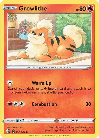 Growlithe - 032/264 - Common Sword &amp; Shield: Fusion Strike Singles Foil