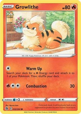 Growlithe - 032/264 - Common Sword &amp; Shield: Fusion Strike Singles Foil