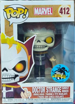 SJ1 Doctor Strange Ghost Rider Figura Funko Pop 412 Marvel Comicon Caja Dañada