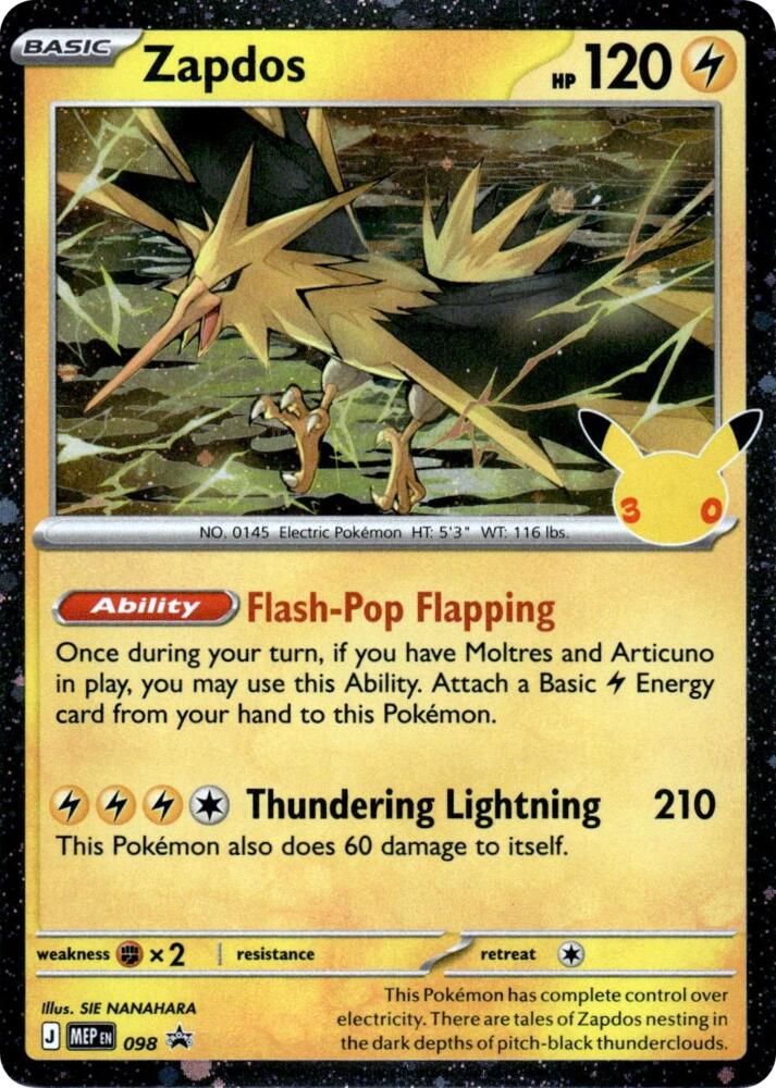 SJF Zapdos - 098 (30th Celebration) - ME: Mega Evolution Promo (MEP) Holo