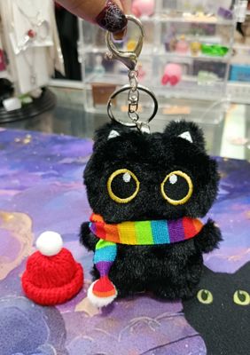 Llavero Gatito de Peluche Arcoiris