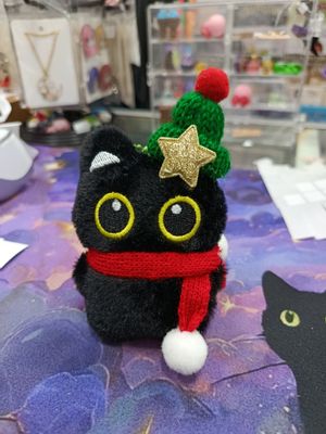 Llavero Gatito de Peluche Navideño 2