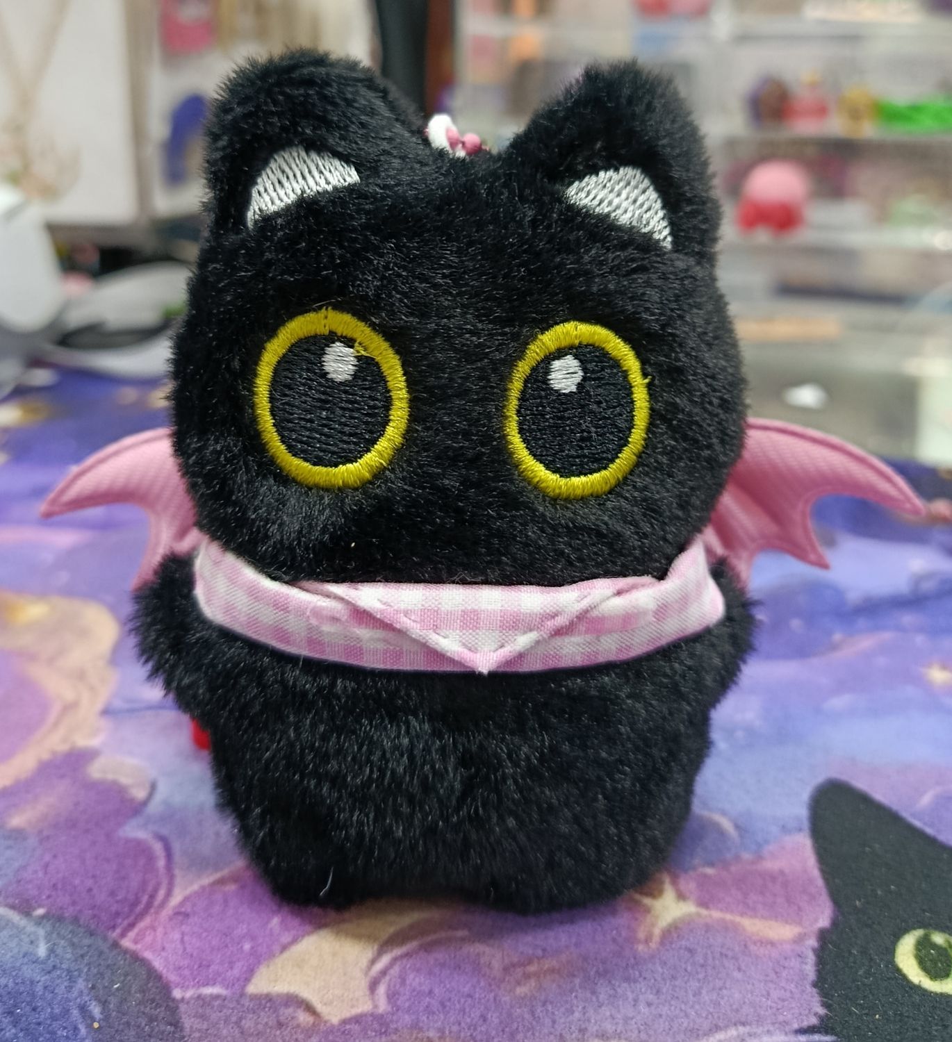 Llavero Gatito de Peluche Diablito Rosa