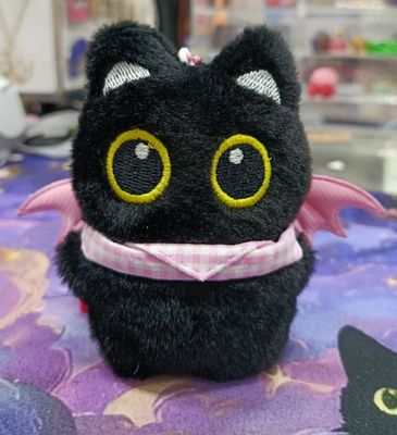 Llavero Gatito de Peluche Diablito Rosa