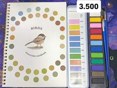 KM Libro Acuarela y Pinturas de Acuarela y 2 Pinceles Gramaje 300 d