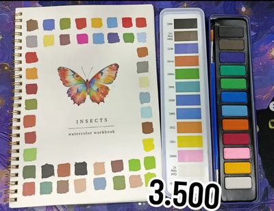 KM Libro Acuarela y Pinturas de Acuarela y 2 Pinceles Gramaje 300 a