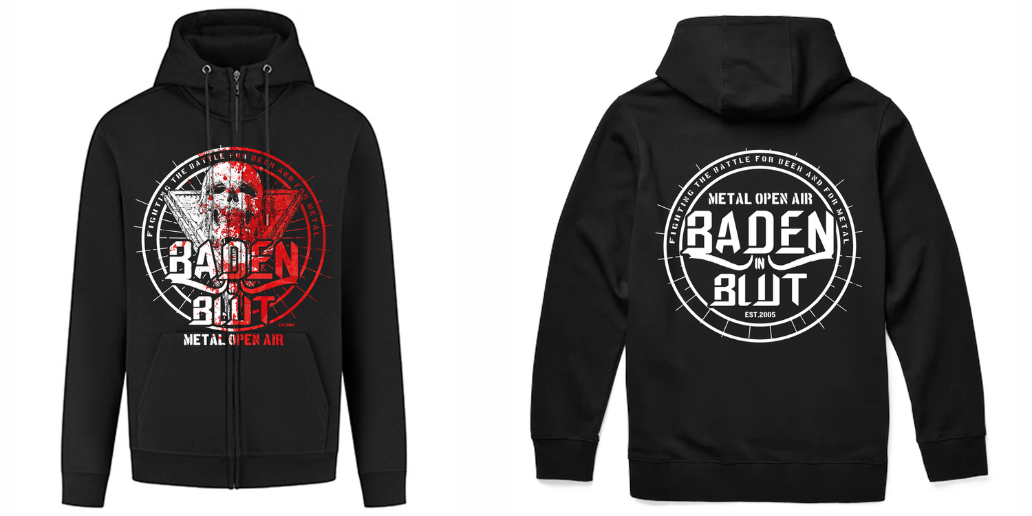 Baden in Blut 2024 - Hooded Zipper Rockfall 400 g/m2 unisex Print Skull