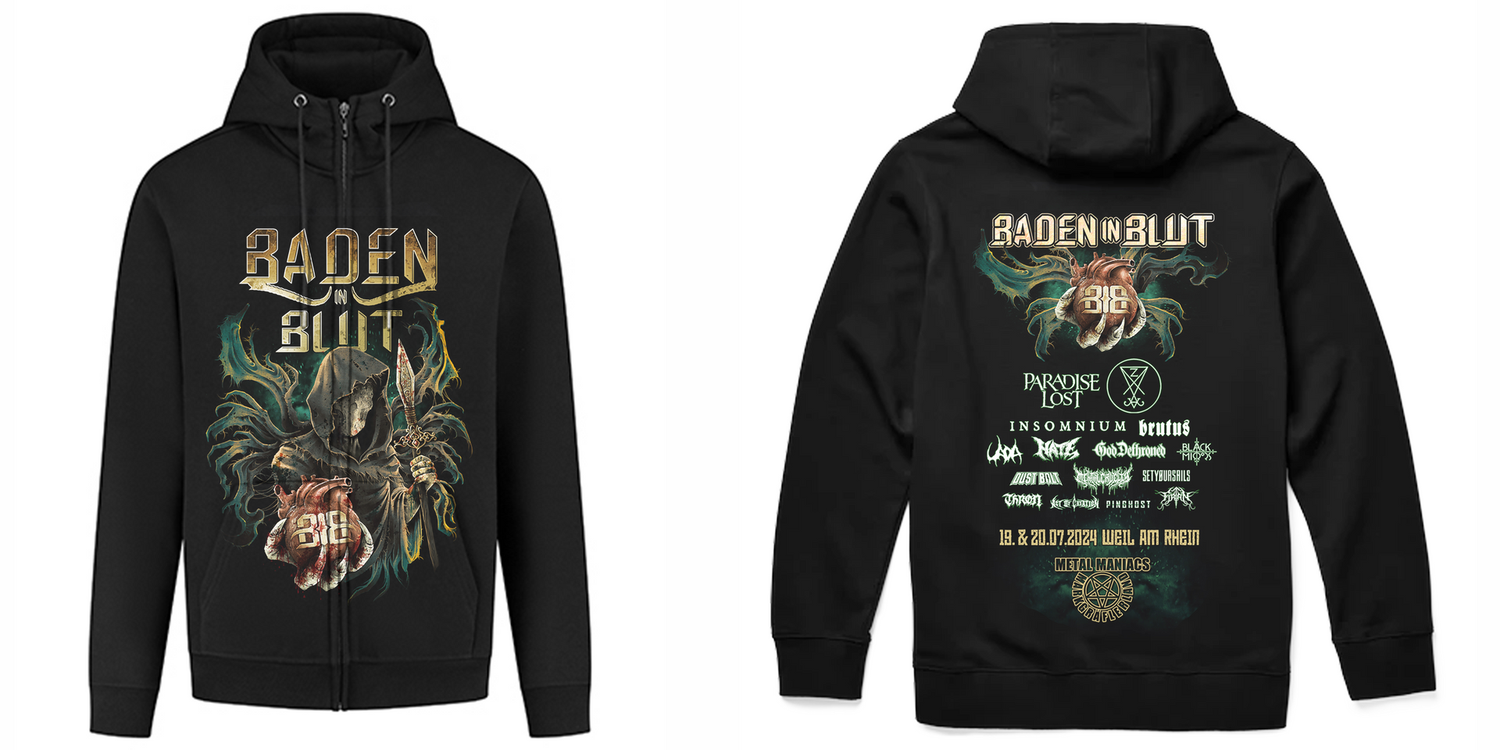 Baden in Blut 2024 - Hooded Zipper Rockfall 400 g/m2 unisex Print Skull