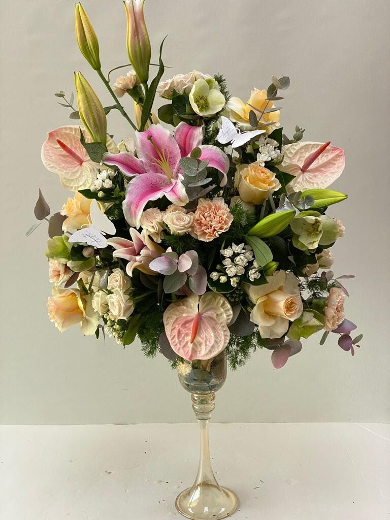 Lilies and anthurium vase