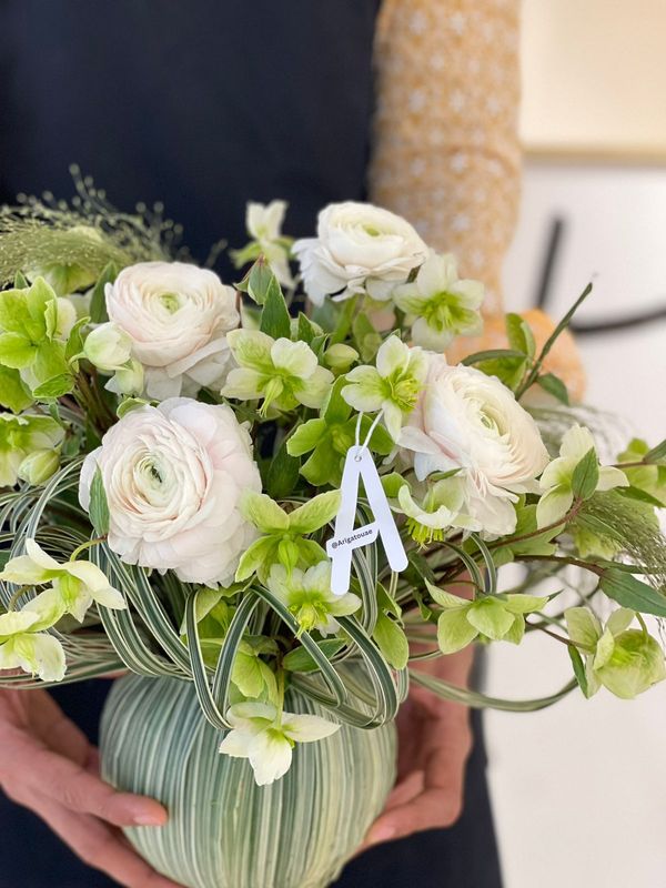 Green white vase