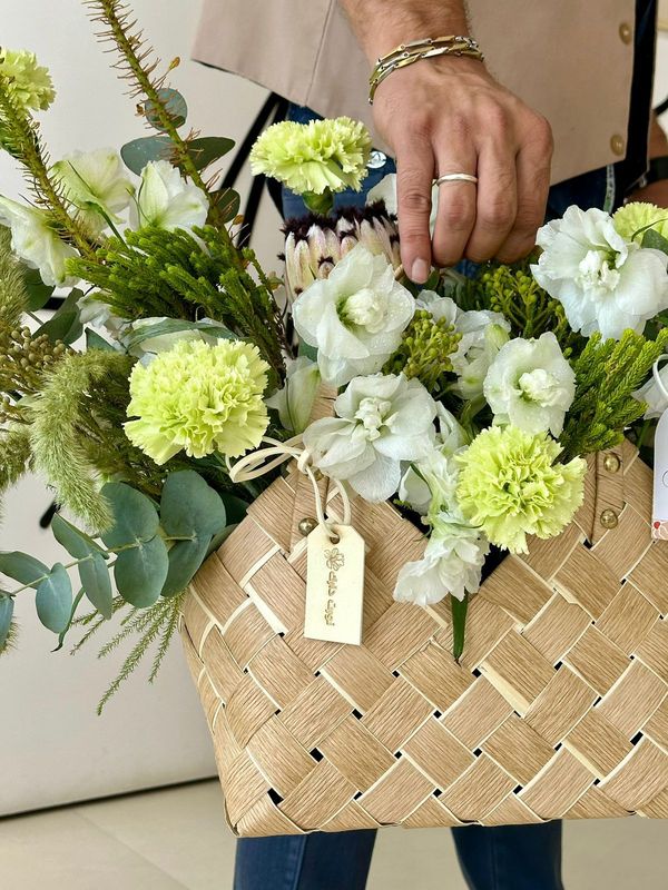 Green white basket