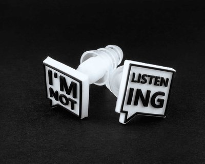Earplugs with I'M NOT LISTENING logo