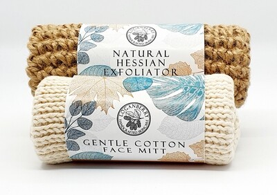Natural Cotton Face Mitt &amp; Hessian Exfoliator