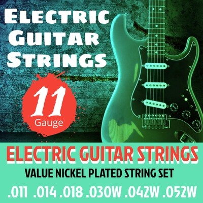 Electric Nickel Plated Guitar Value Strings (Gauge .011 - .052) + Free Guitar Picks