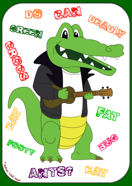 Green Croc hi-res Words Poster